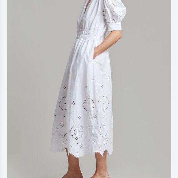 GANNI Broderie anglaise organic cotton midi dress NWT size 36/4-6 $445 - Picture 3 of 6